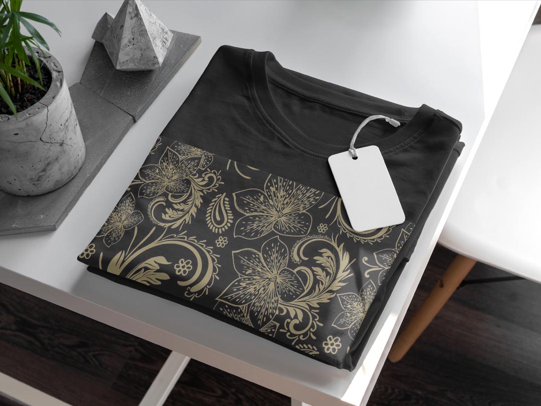 tシャツ メンズ 半袖 ブラック デザイン XS S M L XL 2XL Tシャツ ティーシャツ T shirt　黒 000384 その他 ペイズリー　ダマスク　花
