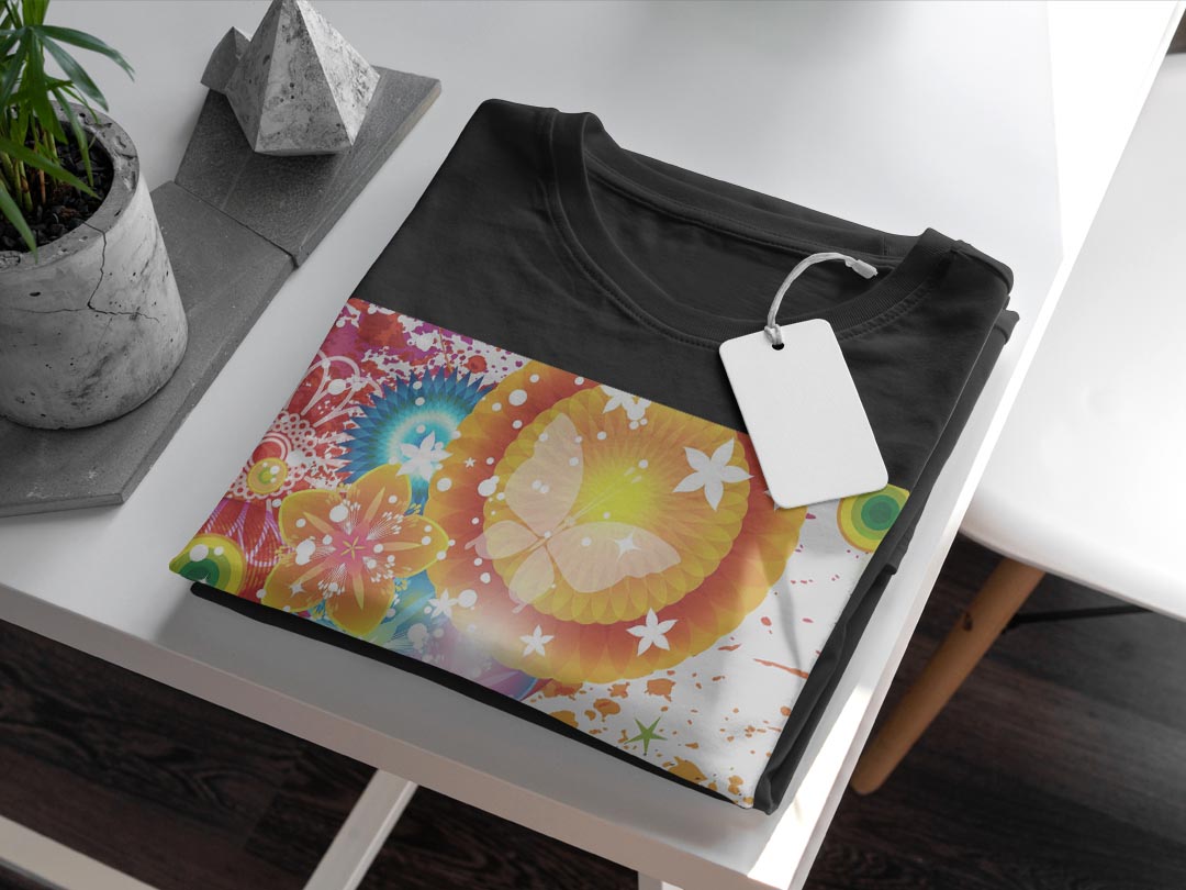 tシャツ メンズ 半袖 ブラック デザイン XS S M L XL 2XL Tシャツ ティーシャツ T shirt 黒 000860 トロピカル　花