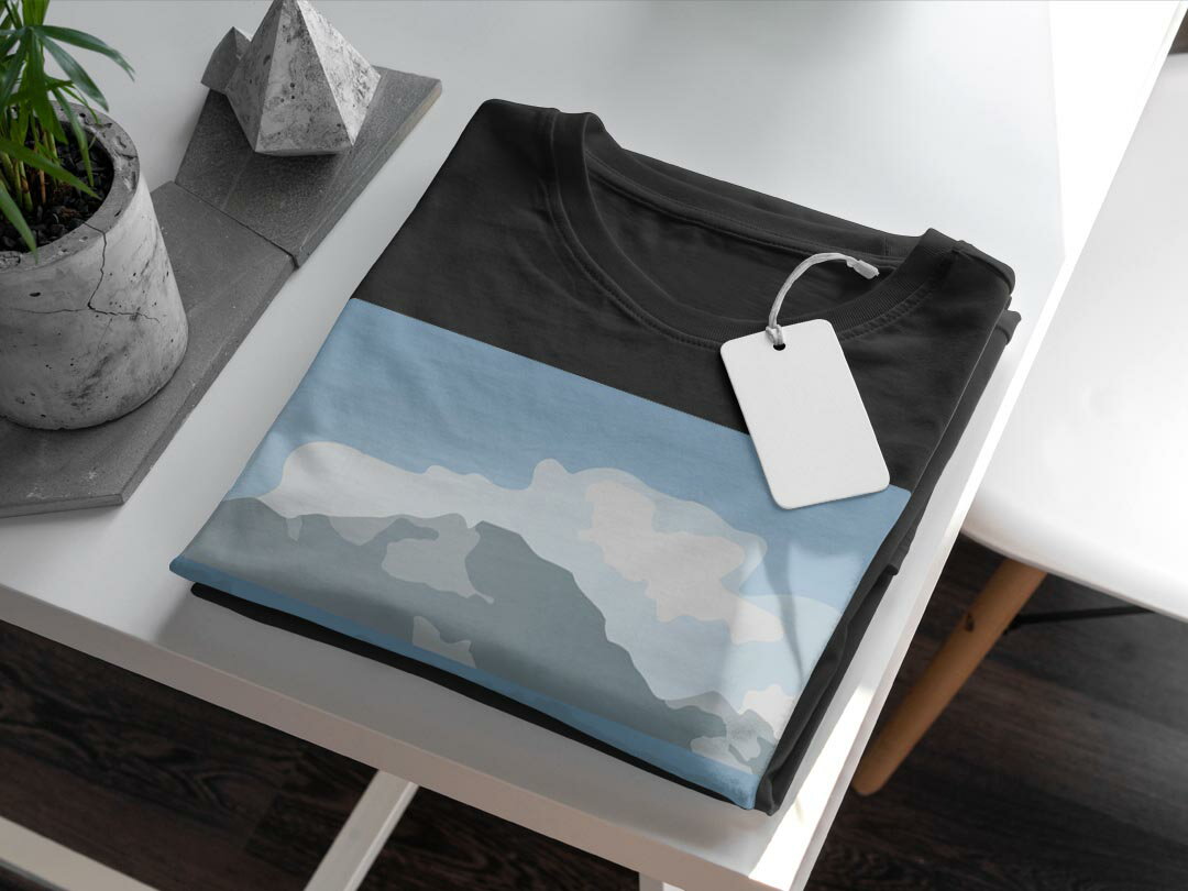 tシャツ メンズ 半袖 ブラック デザイン XS S M L XL 2XL Tシャツ ティーシャツ T shirt　黒 001429 その他 海　海岸　雲