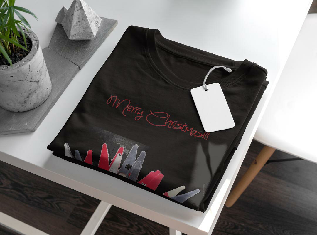 tシャツ メンズ 半袖 ブラック デザイン XS S M L XL 2XL Tシャツ ティーシャツ T shirt 黒 002516 クリスマス　サンタ