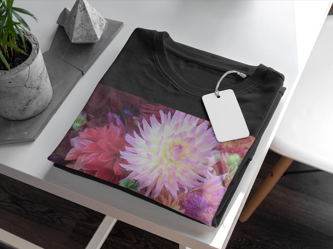 tシャツ メンズ 半袖 ブラック デザイン XS S M L XL 2XL Tシャツ ティーシャツ T shirt　黒 023341 花　フラワー　写真