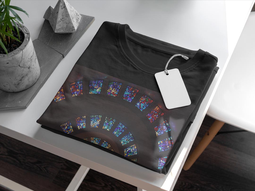 tシャツ メンズ 半袖 ブラック デザイン XS S M L XL 2XL Tシャツ ティーシャツ T shirt　黒 023828 ステンドグラス 3