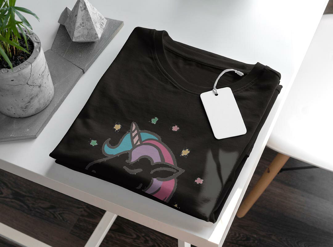 tシャツ レディース 半袖 ブラック 黒 デザイン S M L XL Tシャツ ティーシャツ T shirt 031844 ユニコーン かわいい カラフル kabekore-11009554 kabeコレ サンプル画像3