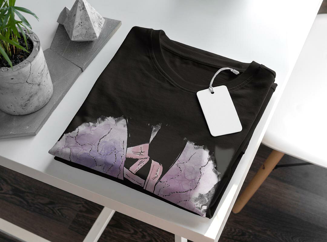 tシャツ レディース 半袖 ブラック 黒 デザイン S M L XL Tシャツ ティーシャツ T shirt 032119 靴 ヒール イラスト kabekore-11261714 kabeコレ サンプル画像3