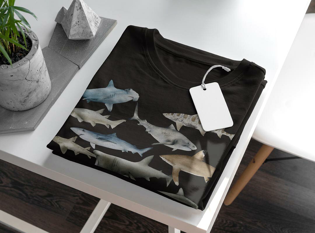 tシャツ レディース 半袖 ブラック 黒 デザイン S M L XL Tシャツ ティーシャツ T shirt 032198 鮫 シャーク kabekore-11010805 kabeコレ サンプル画像3