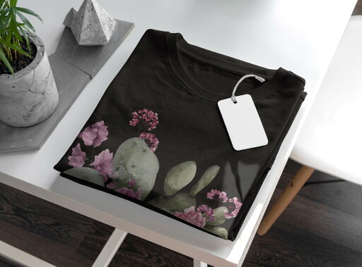 tシャツ メンズ 半袖 ブラック デザイン XS S M L XL 2XL Tシャツ ティーシャツ T shirt 黒 032201 サボテン フラワー