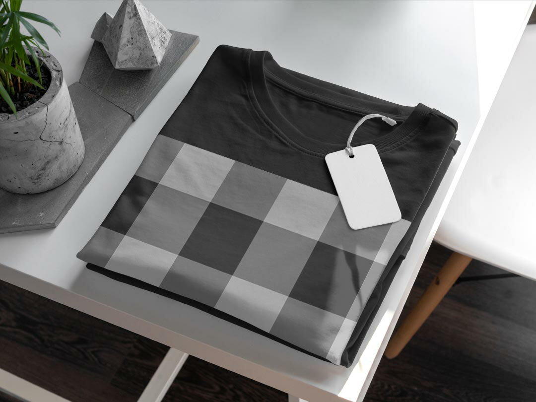 tシャツ メンズ 半袖 ブラック デザイン XS S M L XL 2XL Tシャツ ティーシャツ T shirt　黒 004154 チェック・ボーダー チェック　白　黒