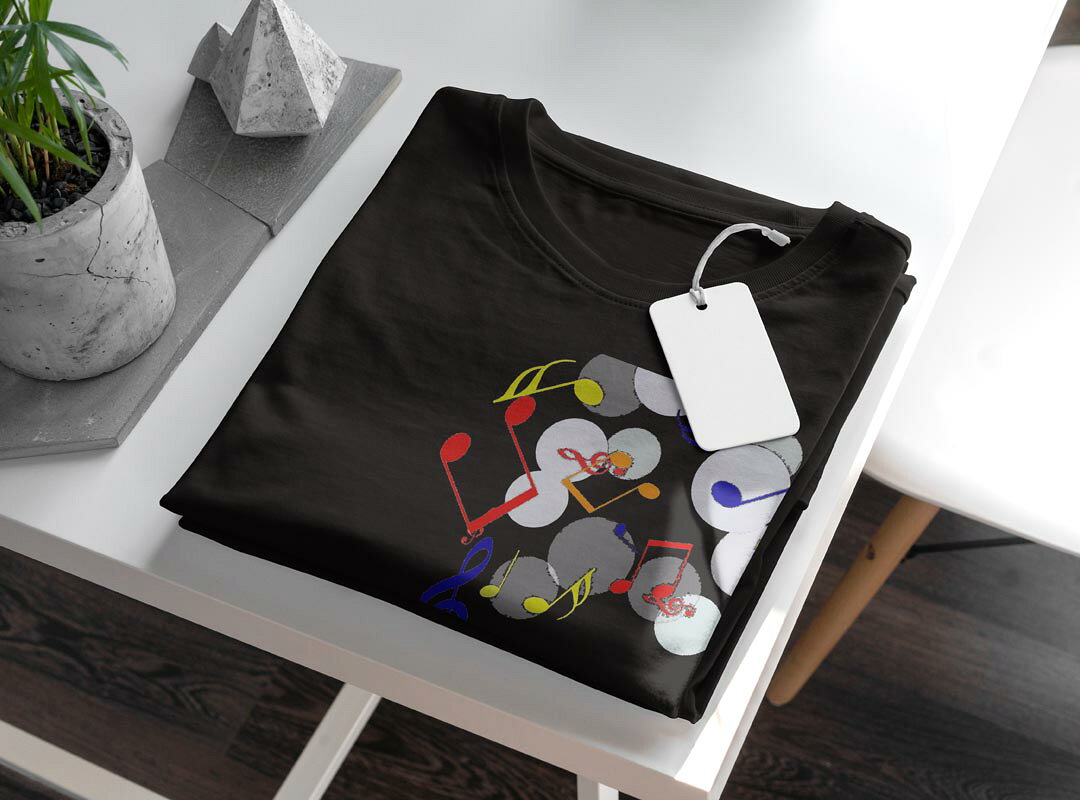 tシャツ レディース 半袖 ブラック 黒 デザイン M L Tシャツ ティーシャツ T shirt 004574 音楽　イラスト　カラフル kabekore-11281039 kabeコレ サンプル画像3