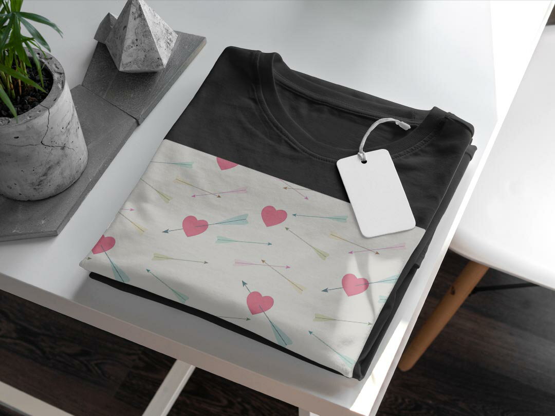 tシャツ メンズ 半袖 ブラック デザイン XS S M L XL 2XL Tシャツ ティーシャツ T shirt　黒 008397 ラブリー ハート　パステル　カラフル　模様