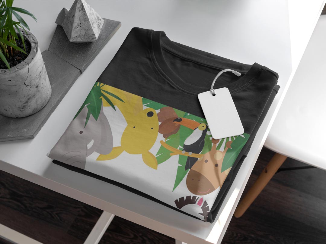 tシャツ メンズ 半袖 ブラック デザイン XS S M L XL 2XL Tシャツ ティーシャツ T shirt　黒 009781 動物　サファリ　キャラクター