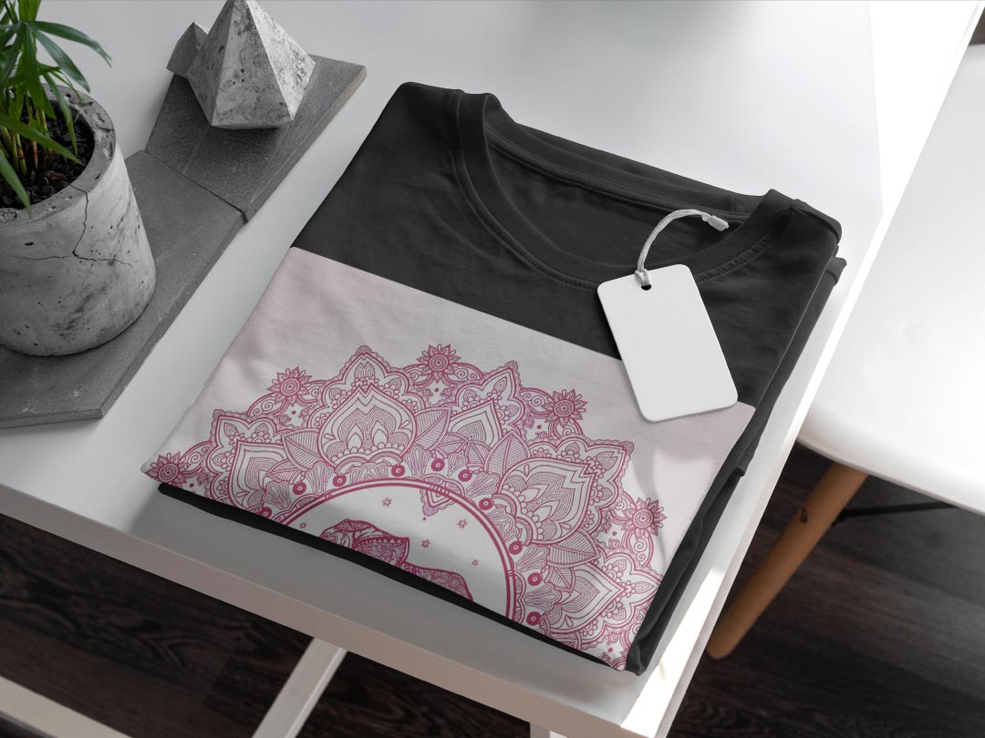 tシャツ メンズ 半袖 ブラック デザイン XS S M L XL 2XL Tシャツ ティーシャツ T shirt 黒 010055 アジアン　ゾウ　ピンク