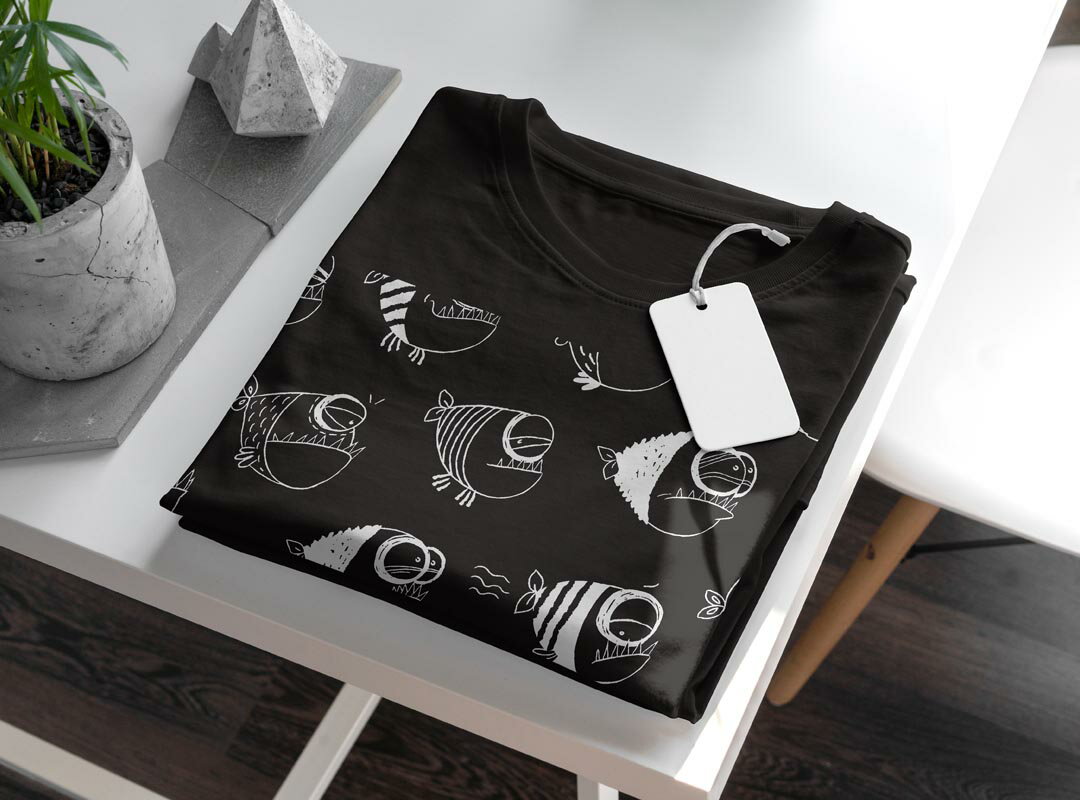 tシャツ メンズ 半袖 ブラック デザイン XS S M L XL 2XL Tシャツ ティーシャツ T shirt 黒 011142 魚　海　生き物