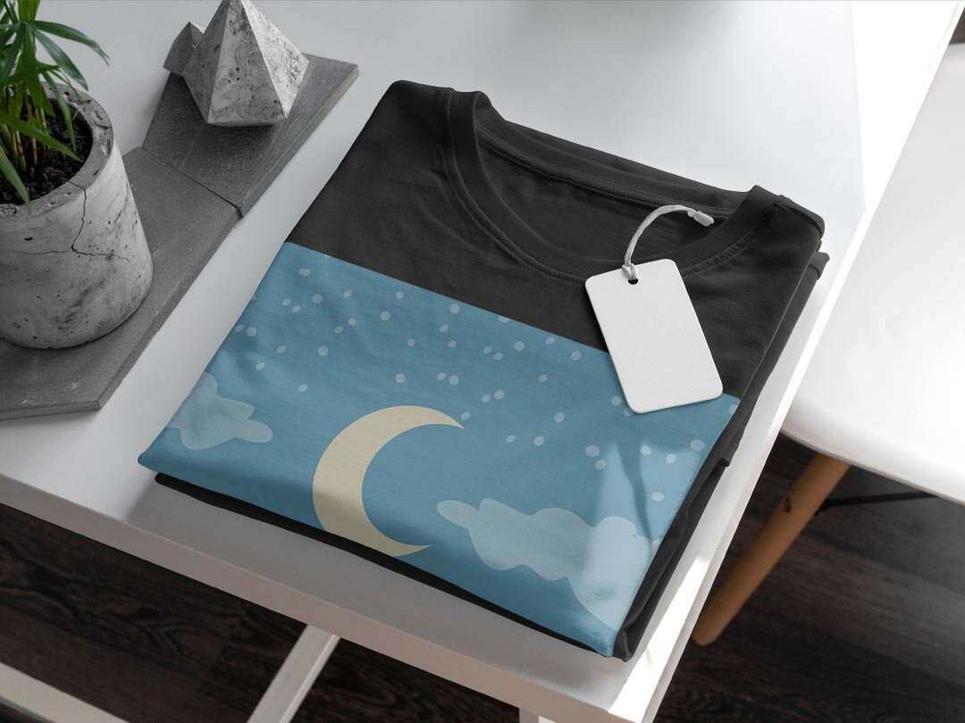 tシャツ メンズ 半袖 ブラック デザイン XS S M L XL 2XL Tシャツ ティーシャツ T shirt　黒 011310 月　お城　夜空