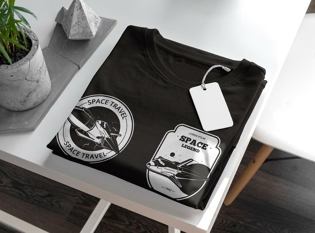 tシャツ レディース 半袖 ブラック 黒 デザイン M L Tシャツ ティーシャツ T shirt 011351 宇宙　ロケット　宇宙船 kabekore-11282966 kabeコレ サンプル画像3