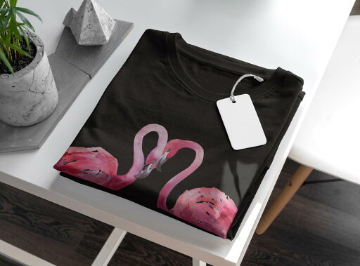 tシャツ メンズ 半袖 ブラック デザイン XS S M L XL 2XL Tシャツ ティーシャツ T shirt 黒 011411 フラミンゴ ピンク 鳥