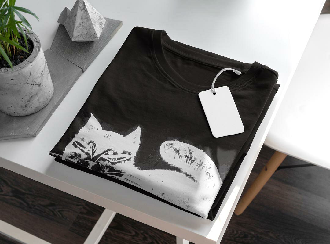 tシャツ レディース 半袖 ブラック 黒 デザイン M L Tシャツ ティーシャツ T shirt 011437 動物　猫　アニマル kabekore-11275711 kabeコレ サンプル画像3