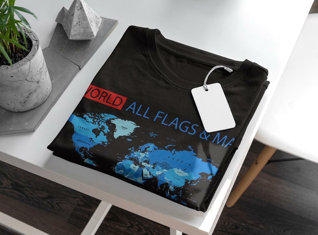 tシャツ レディース 半袖 ブラック 黒 デザイン M L Tシャツ ティーシャツ T shirt 012898 国旗　地図　世界 kabekore-11275307 kabeコレ サンプル画像3