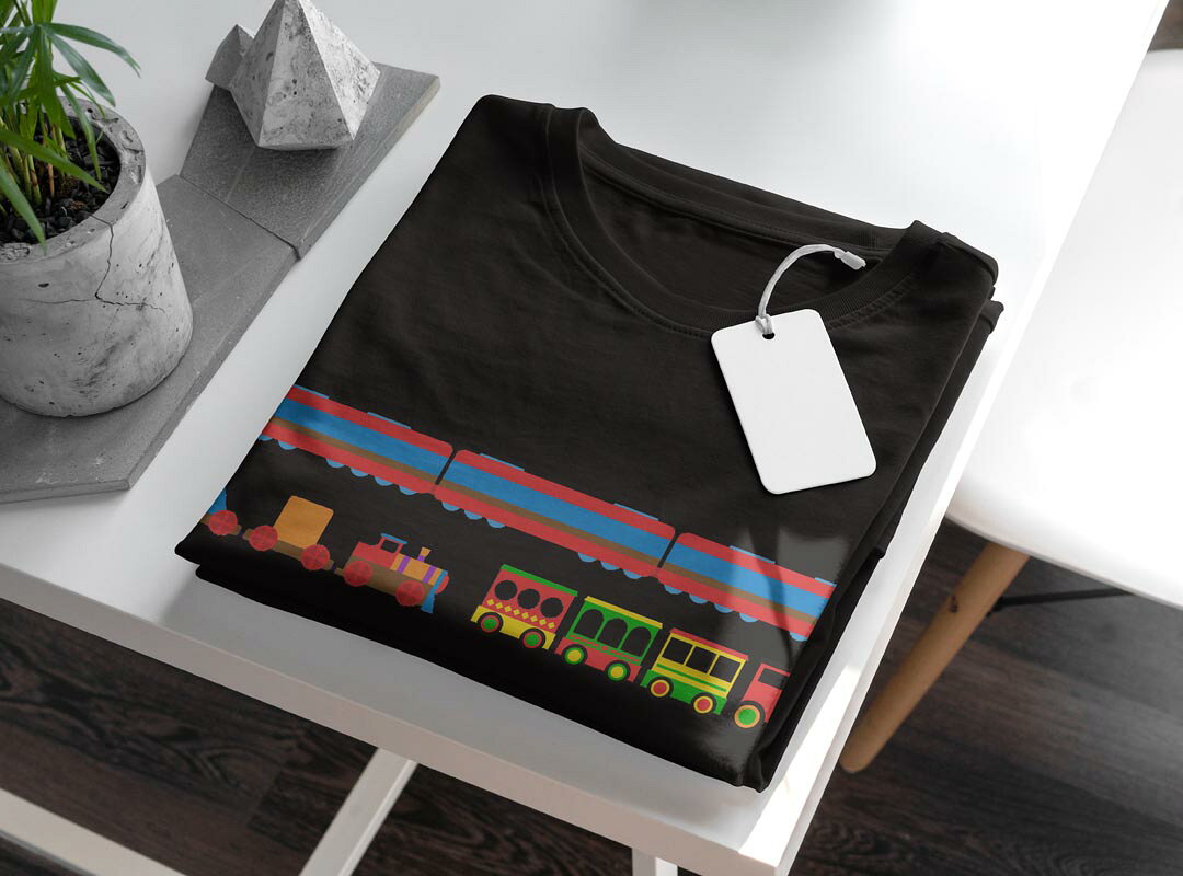 tシャツ レディース 半袖 ブラック 黒 デザイン M L Tシャツ ティーシャツ T shirt 013251 乗り物　電車 kabekore-11281164 kabeコレ サンプル画像3