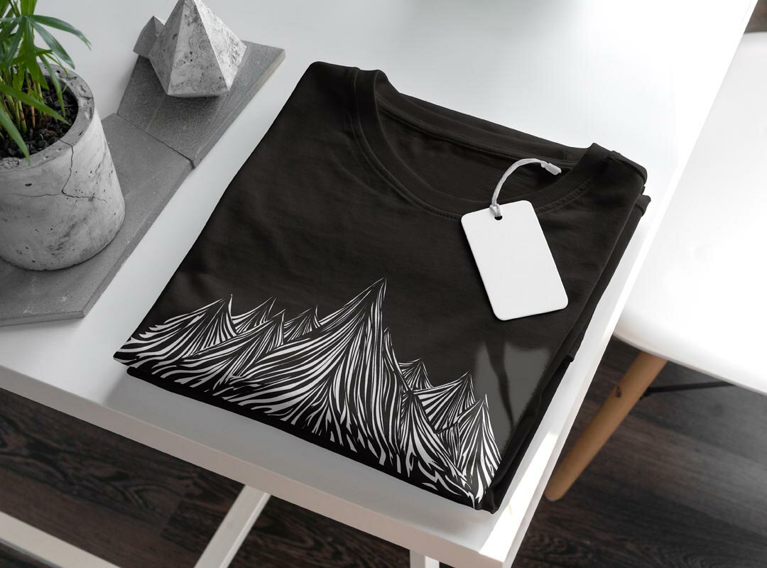 tシャツ メンズ 半袖 ブラック デザイン XS S M L XL 2XL Tシャツ ティーシャツ T shirt 黒 013518 山　マウンテン　人間