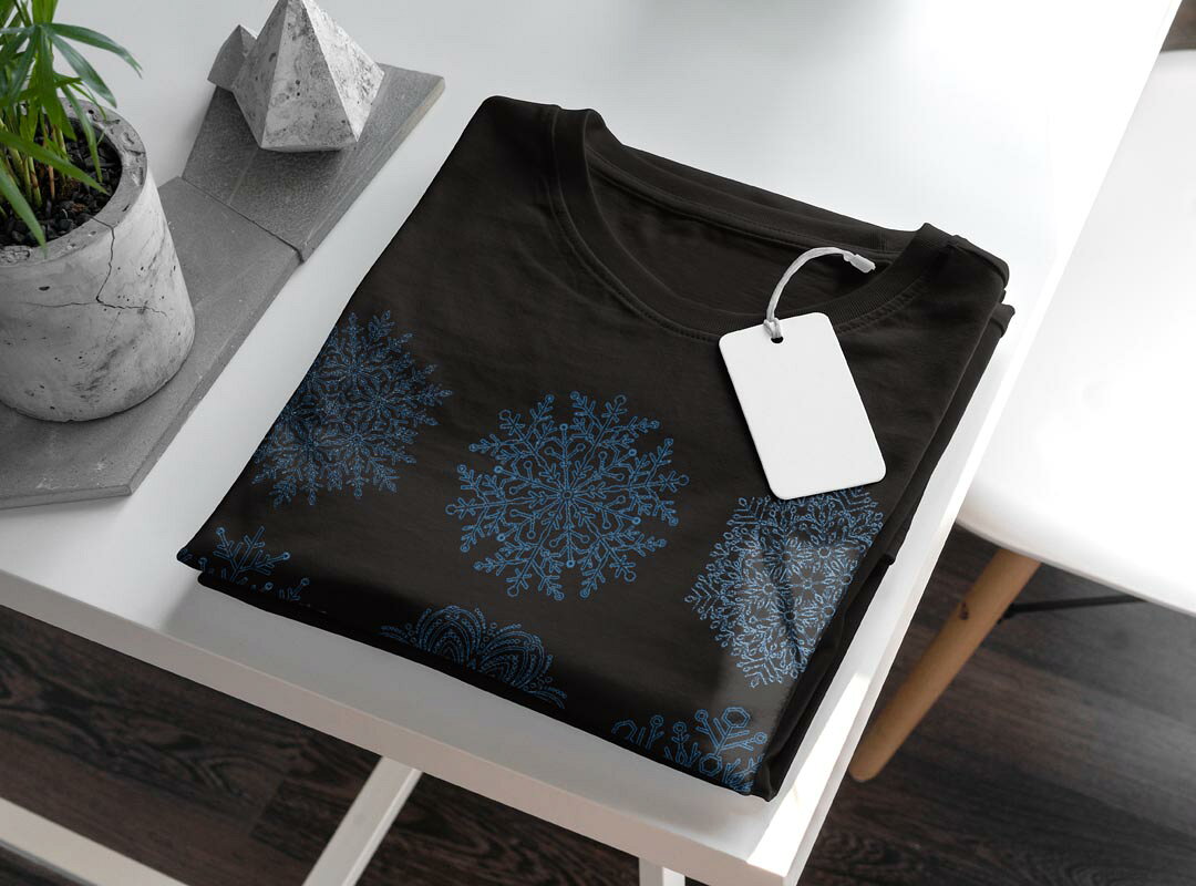 tシャツ レディース 半袖 ブラック 黒 デザイン M L Tシャツ ティーシャツ T shirt 013837 雪　結晶 kabekore-11278706 kabeコレ サンプル画像3
