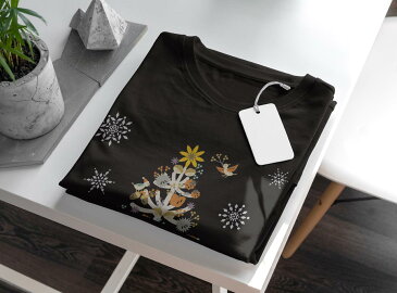 tシャツ メンズ 半袖 ブラック デザイン XS S M L XL 2XL Tシャツ ティーシャツ T shirt　黒 013854 ツリー　動物　クリスマス