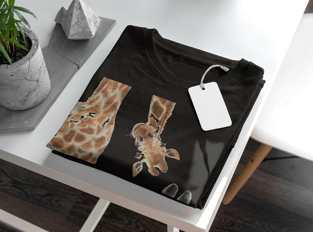 tシャツ レディース 半袖 ブラック 黒 デザイン M L Tシャツ ティーシャツ T shirt 014166 きりん　動物　アニマル kabekore-11276550 kabeコレ サンプル画像3