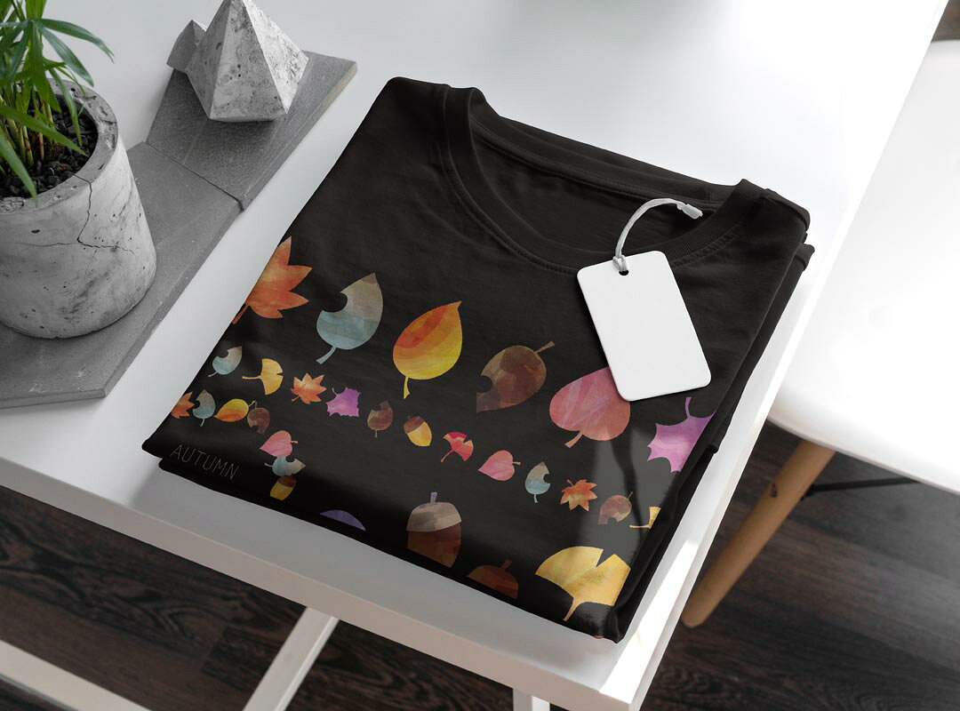 tシャツ レディース 半袖 ブラック 黒 デザイン M L Tシャツ ティーシャツ T shirt 014959 秋　季節　どんぐり kabekore-11284002 kabeコレ サンプル画像3
