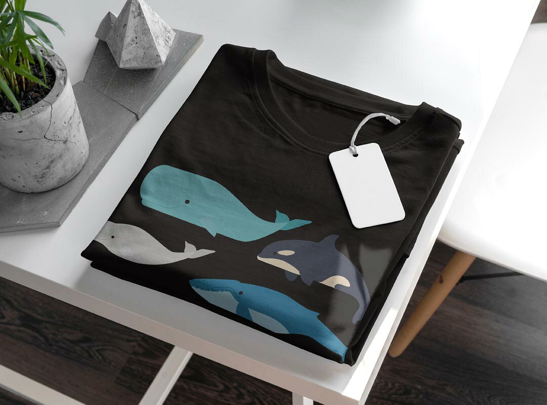 tシャツ レディース 半袖 ブラック 黒 デザイン M L Tシャツ ティーシャツ T shirt 015822 魚　くじら　シャチ kabekore-11284341 kabeコレ サンプル画像3