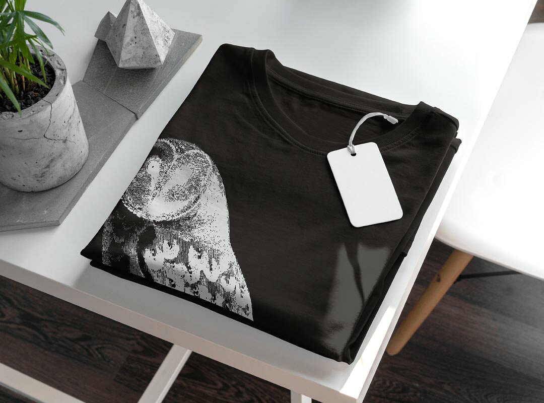 tシャツ レディース 半袖 ブラック 黒 デザイン M L Tシャツ ティーシャツ T shirt 017479 リアル　フクロウ　鳥 kabekore-10677387 kabeコレ サンプル画像3