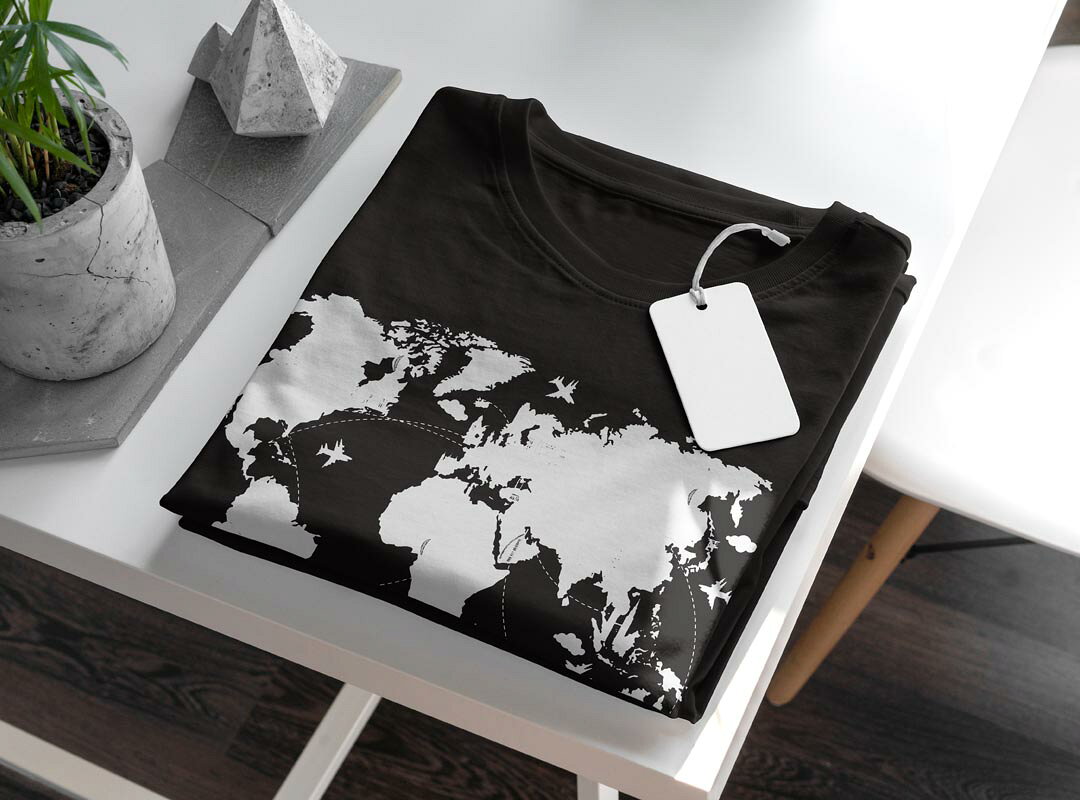 tシャツ レディース 半袖 ブラック 黒 デザイン M L Tシャツ ティーシャツ T shirt 017538 地図　map　ブラック kabekore-10677446 kabeコレ サンプル画像3