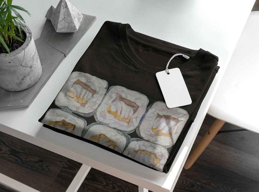 tシャツ レディース 半袖 ブラック 黒 デザイン M L Tシャツ ティーシャツ T shirt 019873 お寿司 Sushi ご飯 kabekore-11275813 kabeコレ サンプル画像3