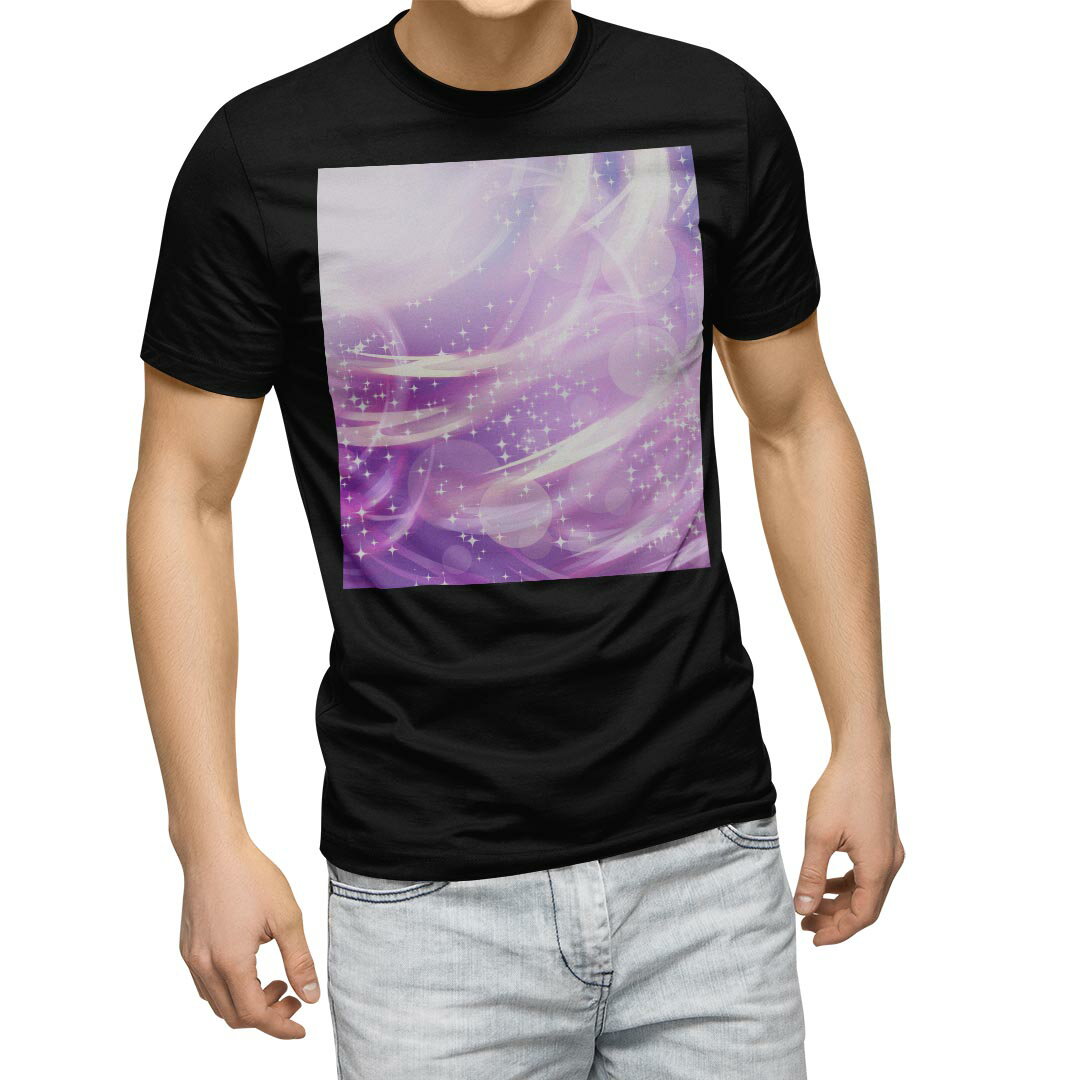 楽天kabeコレtシャツ メンズ 半袖 ブラック デザイン XS S M L XL 2XL Tシャツ ティーシャツ T shirt　黒 002054 クール シンプル　キラキラ　紫