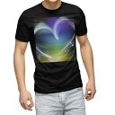 tシャツ メンズ 半袖 ブラック デザイン XS S M L XL 2XL Tシャツ ティーシャツ T shirt　黒 002292 クール カラフル　蛍光　ハート