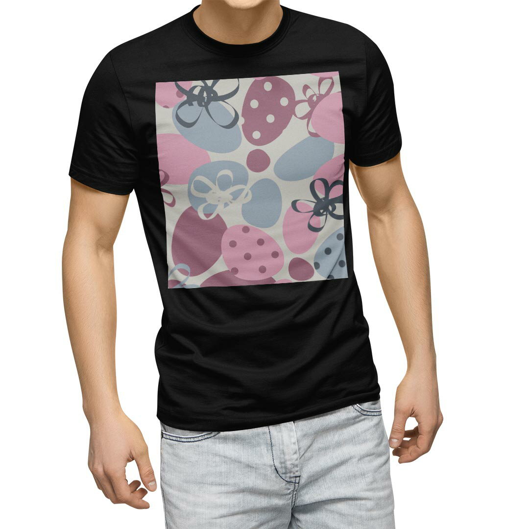tシャツ メンズ 半袖 ブラック デザイン XS S M L XL 2XL Tシャツ ティーシャツ T shirt 黒 002435 フラワー いちご 花 ピンク