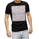 tシャツ メンズ 半袖 ブラック デザイン XS S M L XL 2XL Tシャツ ティーシャツ T shirt 黒 002609 ラブリー マカロン ハート カラフル