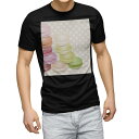 tシャツ メンズ 半袖 ブラック デザイン XS S M L XL 2XL Tシャツ ティーシャツ T shirt 黒 002679 ユニーク マカロン 水玉 カラフル