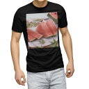 tシャツ メンズ 半袖 ブラック デザイン XS S M L XL 2XL Tシャツ ティーシャツ T shirt 黒 002779 写真・風景 夏 スイカ 写真