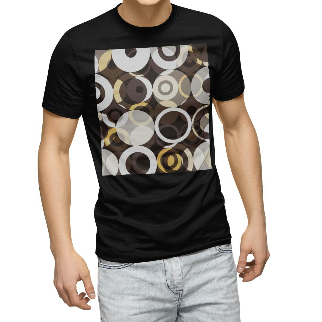 tシャツ メンズ 半袖 ブラック デザイン XS S M L XL 2XL Tシャツ ティーシャツ T shirt　黒 002947 チェック・ボーダー 模様　白　ブラウン(4.0)