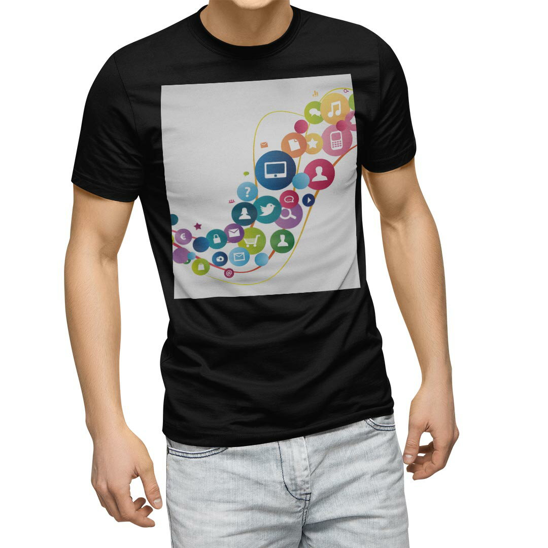 tシャツ メンズ 半袖 ブラック デザイン XS S M L XL 2XL Tシャツ ティーシャツ T shirt 黒 003373 シンプル カラフル