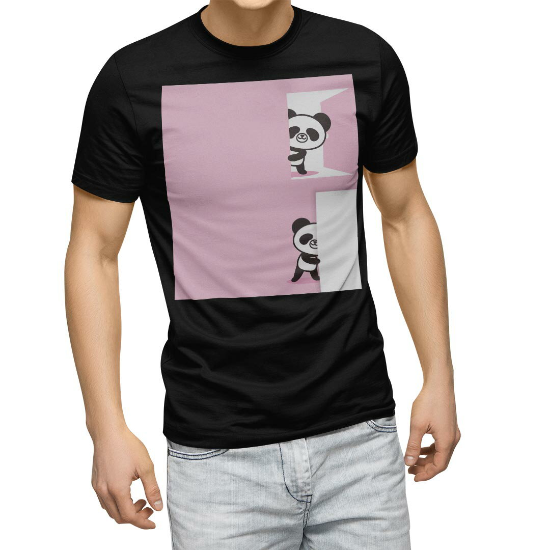 Character - tシャツ メンズ 半袖 ブラック デザイン XS S M L XL 2XL Tシャツ ティーシャツ T shirt　黒 003438 アニマル ユニーク 動物　イラスト　キャラクター