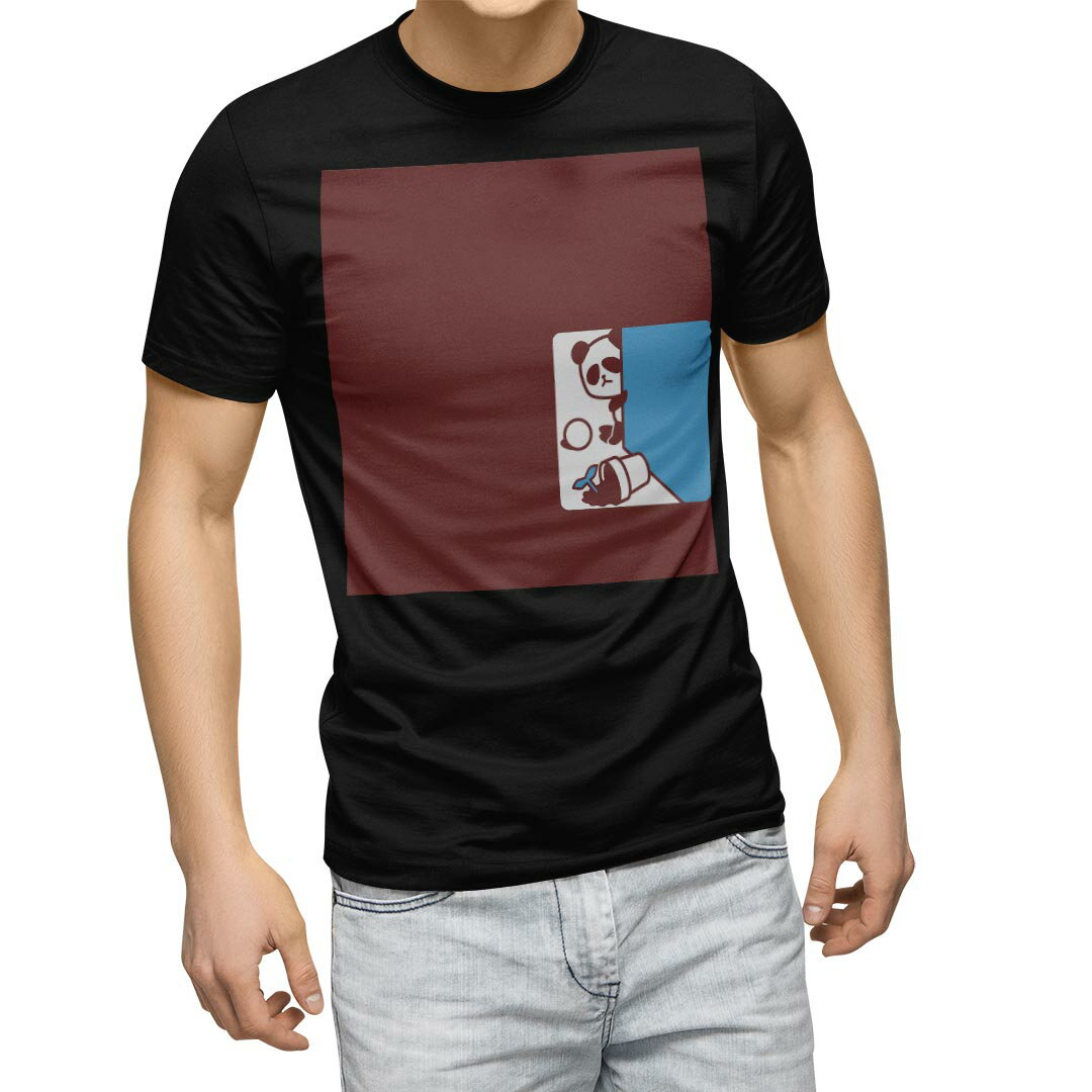 Character - tシャツ メンズ 半袖 ブラック デザイン XS S M L XL 2XL Tシャツ ティーシャツ T shirt　黒 003461 ユニーク アニマル 動物　イラスト　キャラクター