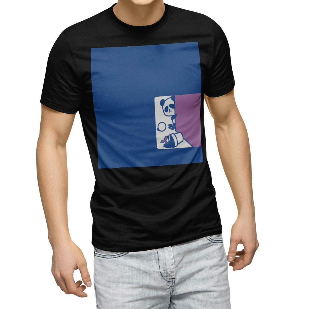 Character - tシャツ メンズ 半袖 ブラック デザイン XS S M L XL 2XL Tシャツ ティーシャツ T shirt　黒 003464 ユニーク アニマル 動物　イラスト　キャラクター