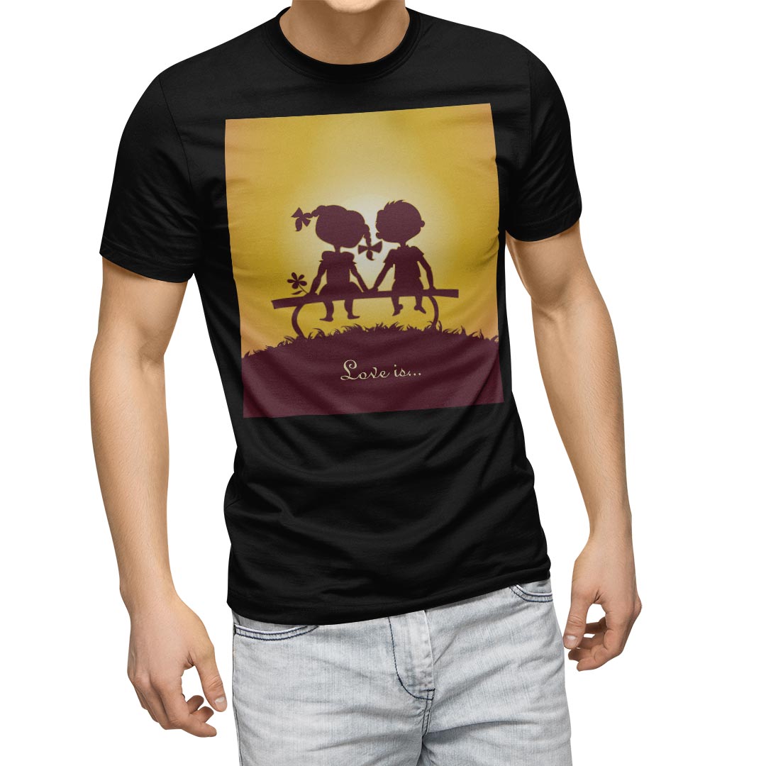 tシャツ メンズ 半袖 ブラック デザイン XS S M L XL 2XL Tシャツ ティーシャツ T shirt　黒 003510 ラブリー その他 カップル　英語　キャラクター