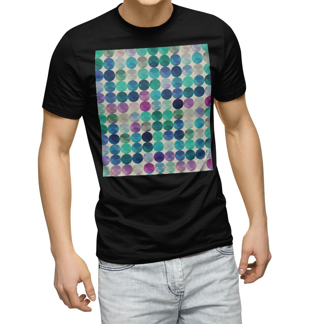 tシャツ メンズ 半袖 ブラック デザイン XS S M L XL 2XL Tシャツ ティーシャツ T shirt 黒 003557 チェック・ボーダー その他 模様 カラフル