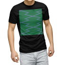 tシャツ メンズ 半袖 ブラック デザイン XS S M L XL 2XL Tシャツ ティーシャツ T shirt 黒 003731 チェック・ボーダー 模様 緑 青