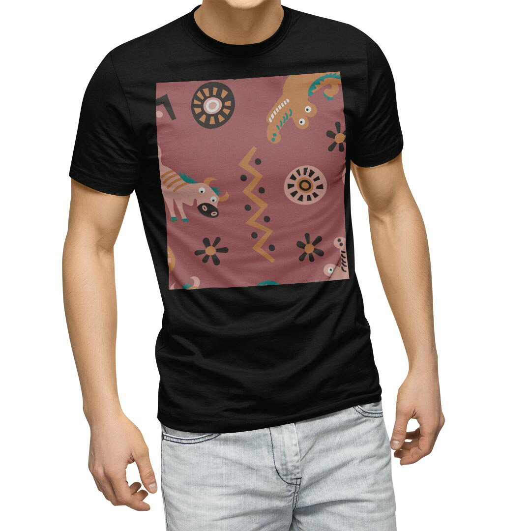 tシャツ メンズ 半袖 ブラック デザイン XS S M L XL 2XL Tシャツ ティーシャツ T shirt　黒 003817 動物　キャラクター　ポップ