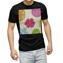 tシャツ メンズ 半袖 ブラック デザイン XS S M L XL 2XL Tシャツ ティーシャツ T shirt 黒 003863 フラワー 花 フラワー カラフル(4)