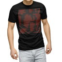 tシャツ メンズ 半袖 ブラック デザイン XS S M L XL 2XL Tシャツ ティーシャツ T shirt 黒 003975 チェック・ボーダー 模様 赤 黒