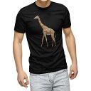 tシャツ メンズ 半袖 ブラック デザイン XS S M L XL 2XL Tシャツ ティーシャツ T shirt 黒 020028 動物 麒麟 きりん