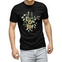 tシャツ メンズ 半袖 ブラック デザイン XS S M L XL 2XL Tシャツ ティーシャツ T shirt 黒 020057 ひまわり 向日葵 夏